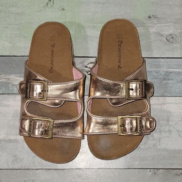 BEARPAW Pink Metallic Sandals sz 1 - Picture 2 of 6